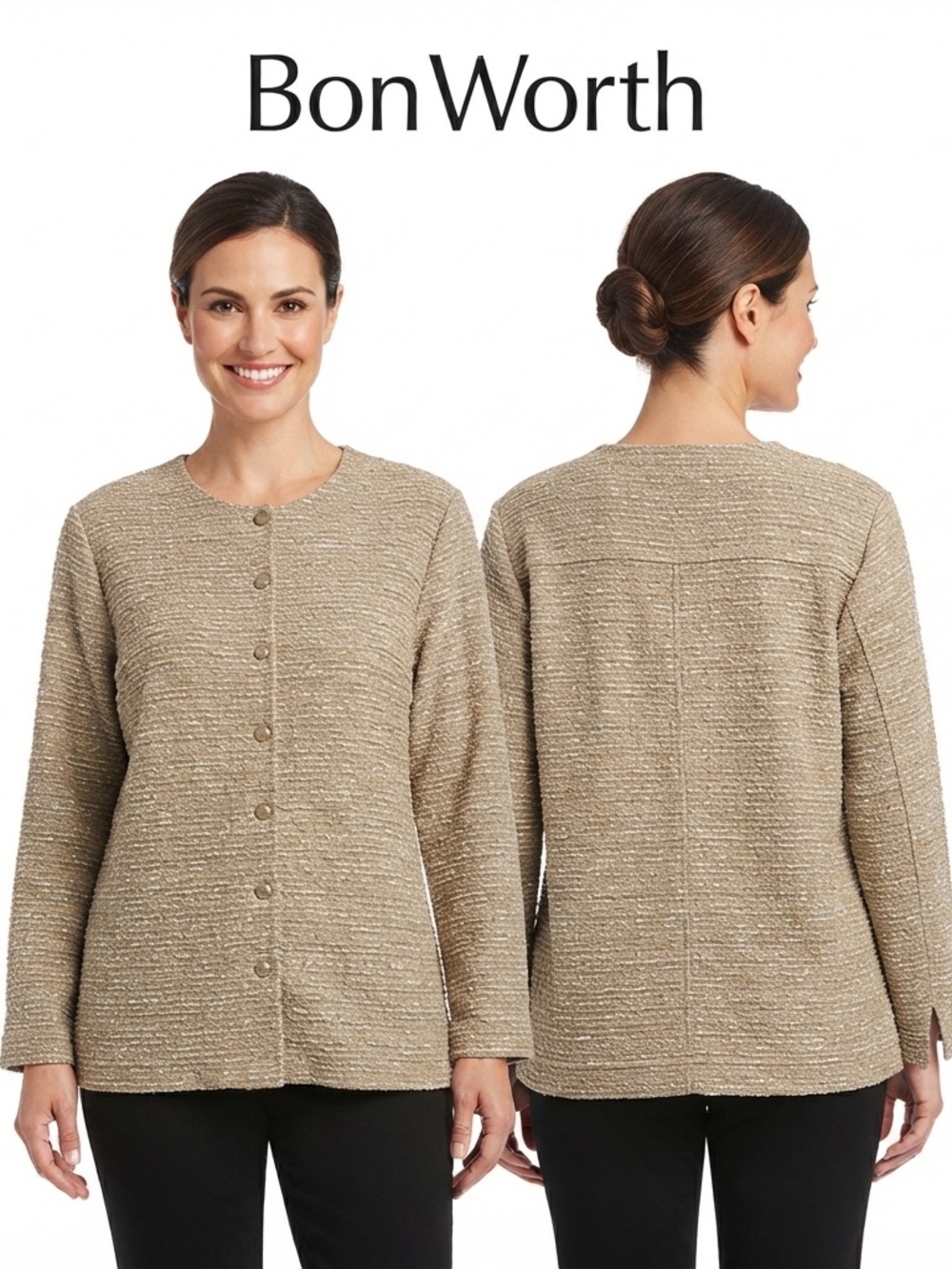 Bon Worth Textured Button Up Shirt/Jacket Medium